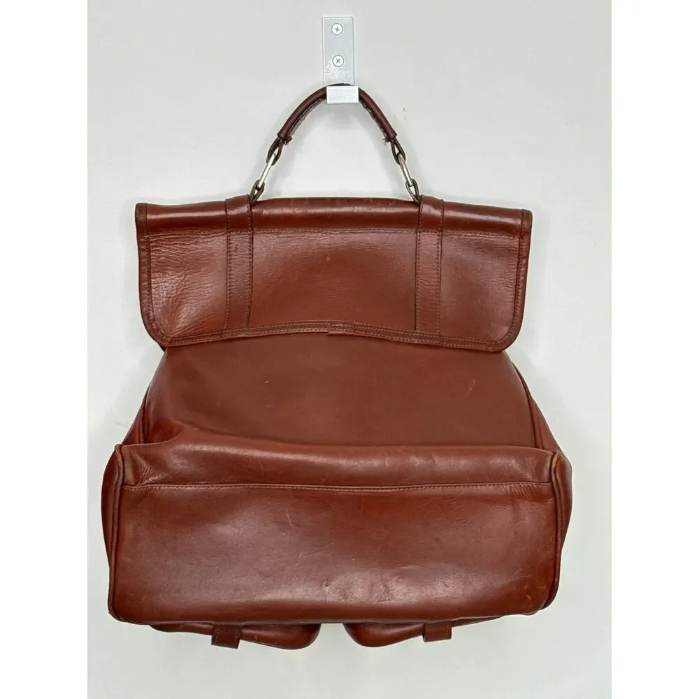 Vintage 90s Brown Leather Messenger Satchel Bag Detachable Shoulder Strap USA